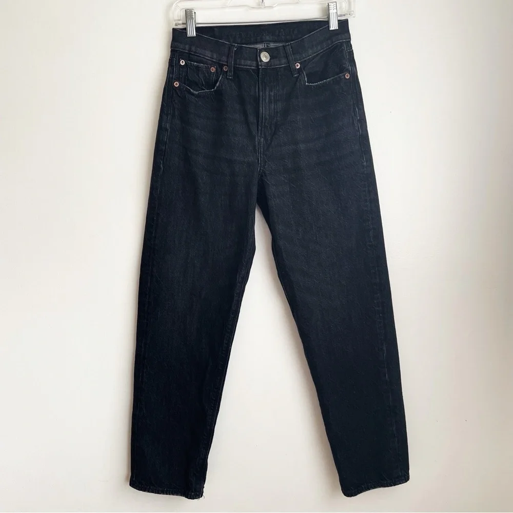 American Eagle 90's Boyfriend black jeans Size 2 grey retro mom dad relaxed high